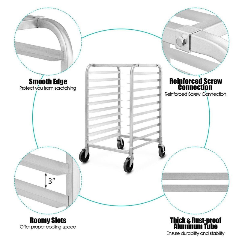 10 Tier Aluminum Bakery Rack Home Commercial Kitchen Bun Pan - Giantexus