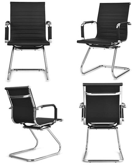 Giantex Conference Chair Set of 4 Heavy Duty PU Leather W/Protective Arm Sleeves