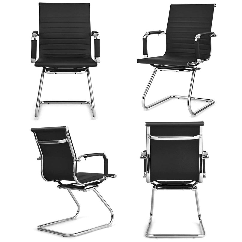 Giantex Conference Chair Set of 4 Heavy Duty PU Leather W/Protective Arm Sleeves