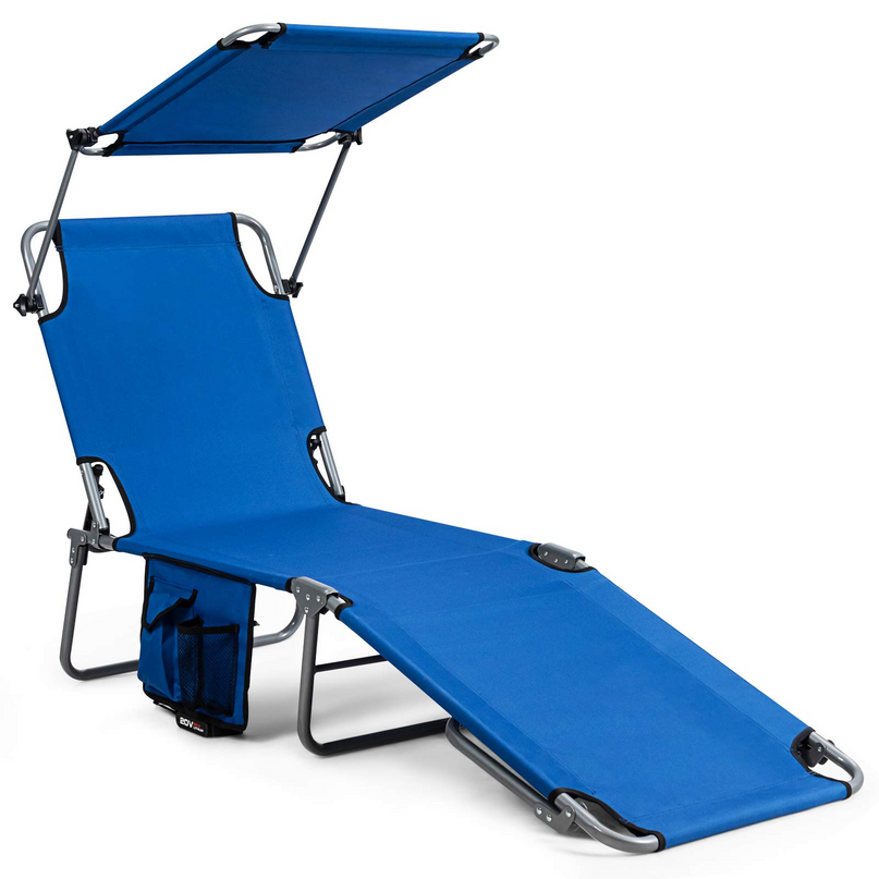 Giantex Lounge Chaise Chair Position and Shade Adjustable W/Canopy and Storage Pocket