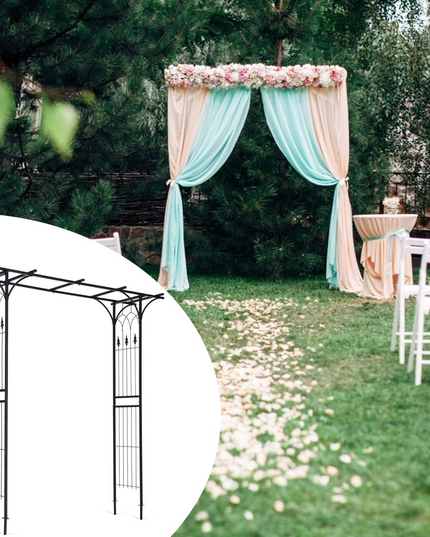 Giantex Metal Garden Arch, Wedding Arbor for Ceremony, Pergola Arbor Garden Trellis for Various Climbing Plant