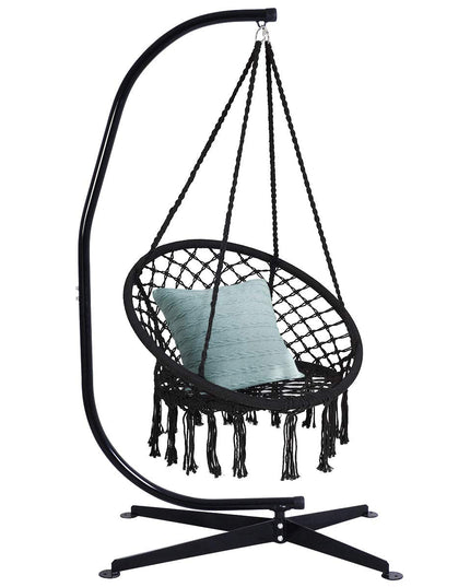 Giantex Hammock Chair with Stand, Solid Steel Heavy Duty C Stand with Macrame Hanging Chair