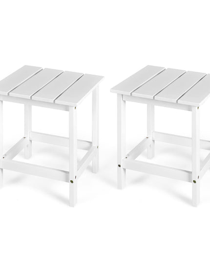 Outdoor Side Table, 15 Square Wood End Table with Slatted Design