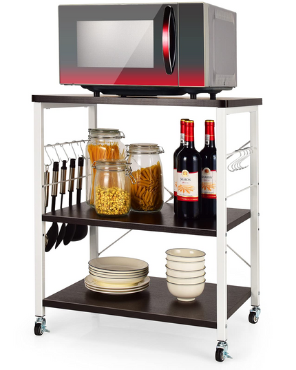 Giantex Kitchen Baker's Rack 3-Tier Microwave Cart on Wheels