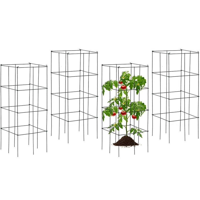 Giantex Pack of 4/8 Plant Cage Support, Tomato Stakes and Cages (16''Lx 16''Wx 39''H)