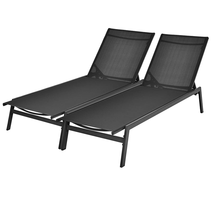 Giantex Chaise Lounge Chair Patio Chaise Lounger with 6-Postion Adjustable Backrest and Breathable Fabric