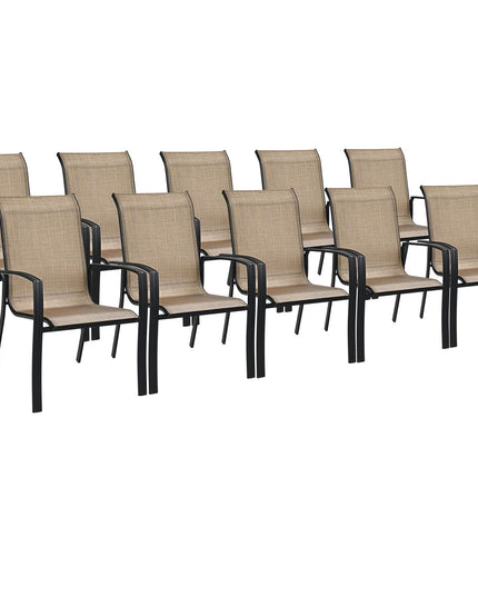 Giantex Metal Camping Chairs with High Backrest Armrest for Porch Deck Pool Beach Yard