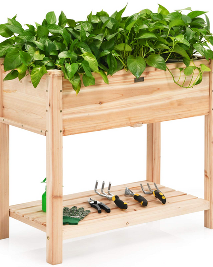 Outdoor Planter Box W/Shelf for Garden Patio Backyard