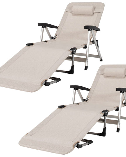 Patio Chaise Lounge Chair 7 Adjustable Position Folding Camping Cot