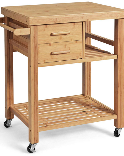 Giantex Kitchen Island, Bamboo Island Cart, Natural