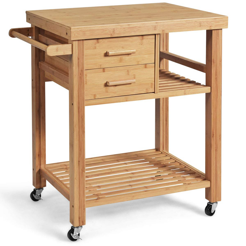 Giantex Kitchen Island, Bamboo Island Cart, Natural