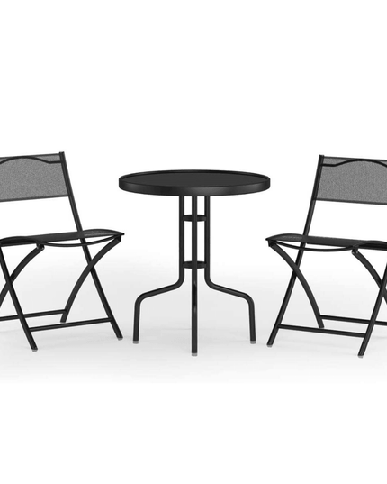 3 Pcs Bistro Set Garden Backyard Round Table Folding Chairs - Giantexus