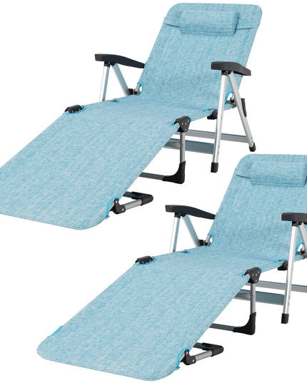 Patio Chaise Lounge Chair 7 Adjustable Position Folding Camping Cot