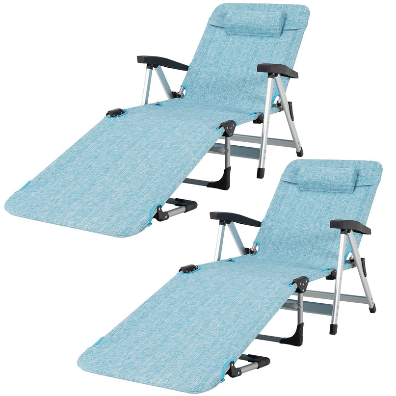 Patio Chaise Lounge Chair 7 Adjustable Position Folding Camping Cot