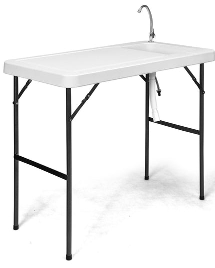 Folding Fish Cleaning Table, Camping Table with Sink and Faucet