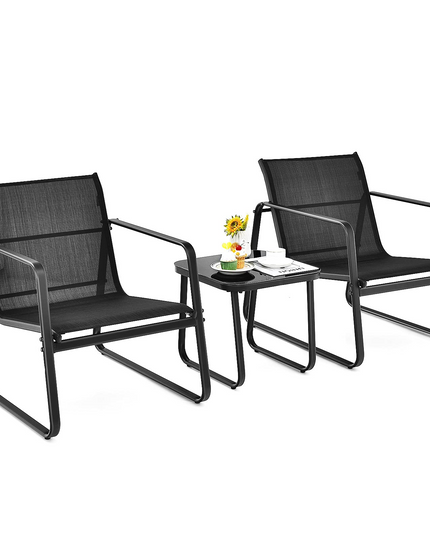 Giantex 3 Pieces Patio Furniture Set, Outdoor Bistro Set with Rustproof Steel Frame