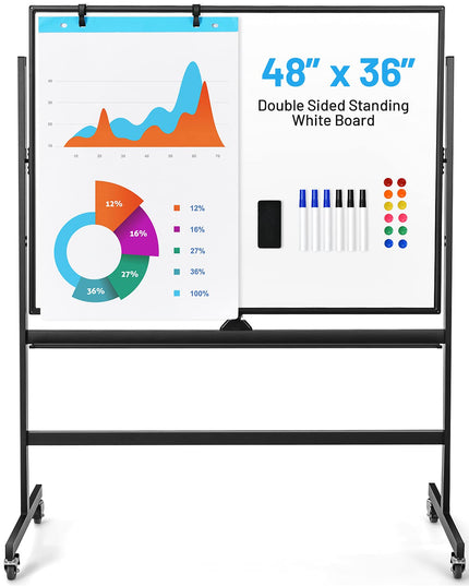 Double-Sided Magnetic Dry Erase Mobile Whiteboard - Giantex