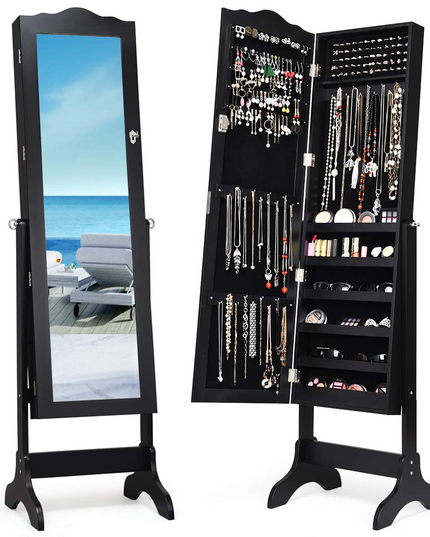 Jewelry Cabinet Armoire Lockable with Mirror - Giantex
