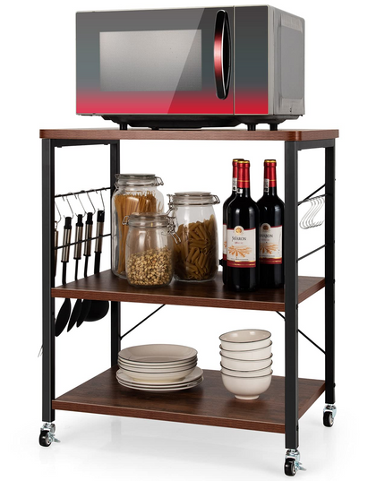 Giantex Kitchen Baker's Rack 3-Tier Microwave Cart on Wheels