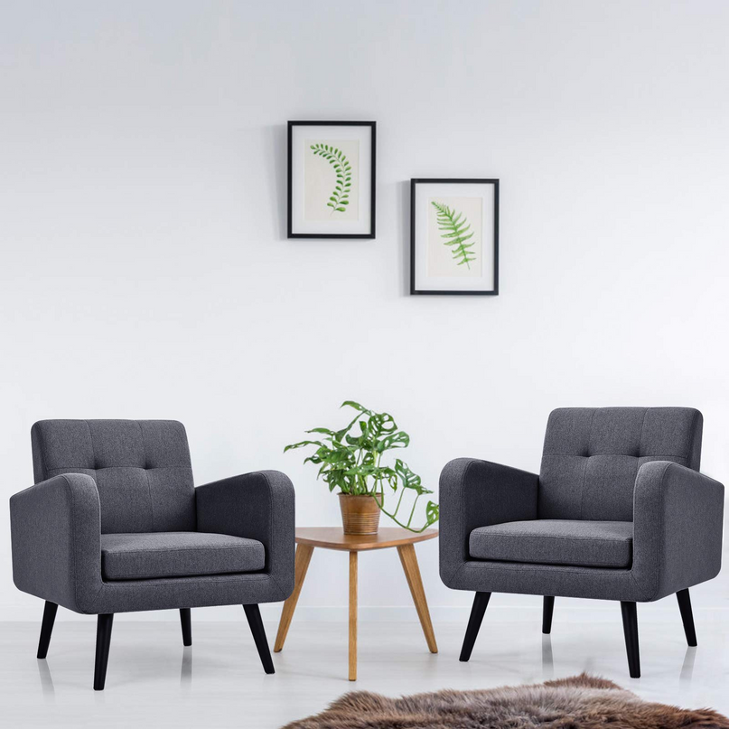 Set of 2 Modern Upholstered Accent Chairs - Giantex