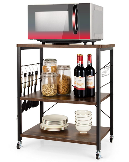 Giantex Kitchen Baker's Rack 3-Tier Microwave Cart on Wheels