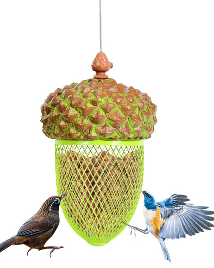 Giantex Metal Acorn Bird Feeder, Outdoor Hanging Food Dispenser with Stainless Steel Wire and Iron Grid