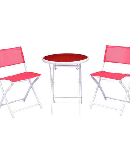 Giantex Bistro Table Set, 3 Piece Patio Bistro Set, Outdoor Folding Table and Chairs