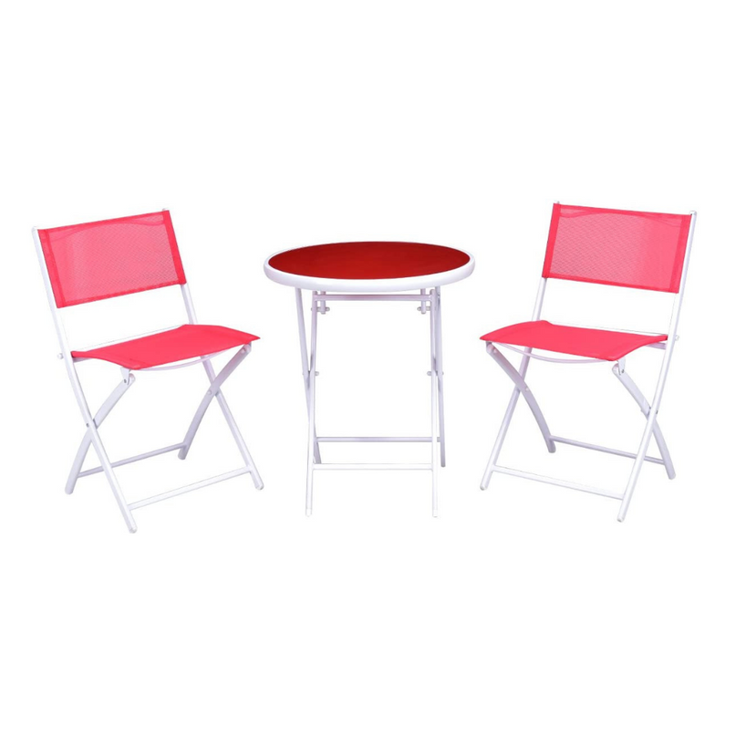 Giantex Bistro Table Set, 3 Piece Patio Bistro Set, Outdoor Folding Table and Chairs