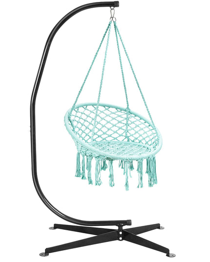 Giantex Hammock Chair with Stand, Solid Steel Heavy Duty C Stand with Macrame Hanging Chair