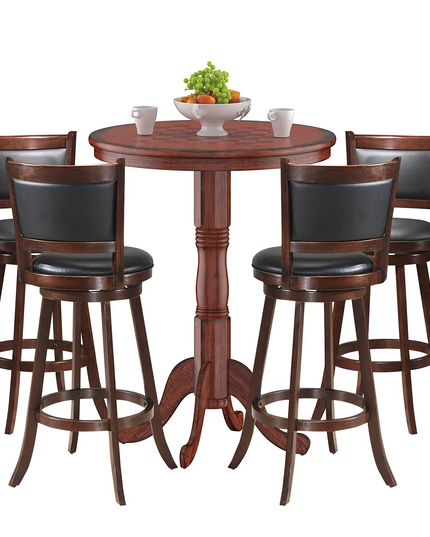 Giantex 5 Pcs Pub Table Set, Wooden Pub Pedestal Side Table w/Stable Base