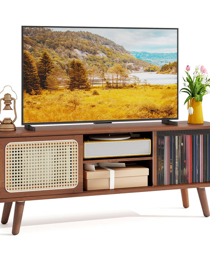 Giantex TV Stand for Living Room TVs up to 55”- Bamboo Entertainment Center