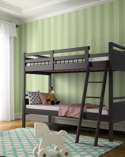 Giantex Twin Over Twin Bunk Bed, Solid Wood Twin Bunk Bed Convertible Into Two Individual Beds
