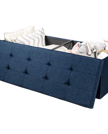 Storage Ottoman Bench, Folding Foot Rest 43.5'' with Divider