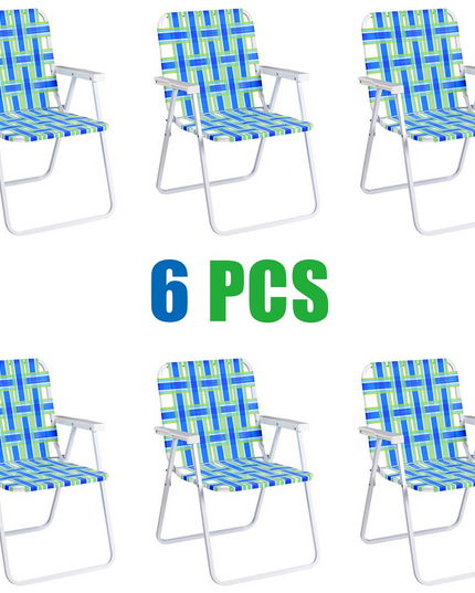 Giantex Folding Lawn Chairs Set of 6 Outdoor Portable Beach Chair W/Stable Steel Frame