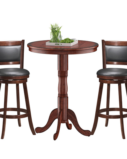 Giantex 3 Pcs Pub Table Set, Wooden Pub Pedestal Side Table w/Stable Base