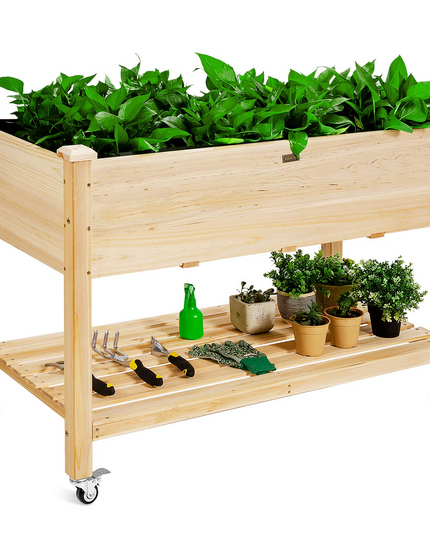Raised Garden Bed on Wheels, 47.5" L X 23.5" W X 33" H