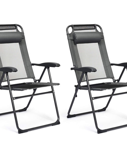 Giantex Set of 2 Patio Dining Chairs, Folding Lounge Chairs with 7 Level Adjustable Backrest