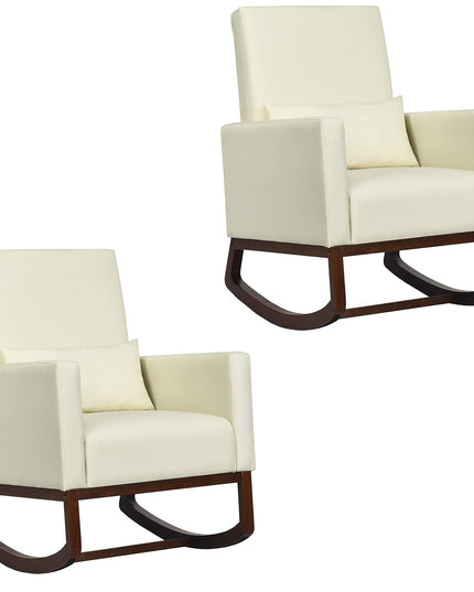 Giantex Upholstered Rocking Chair, Modern High Back Armchair