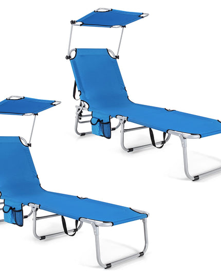 Giantex Portable Reclining Chair with 5 Adjustable Positions, Set of 2