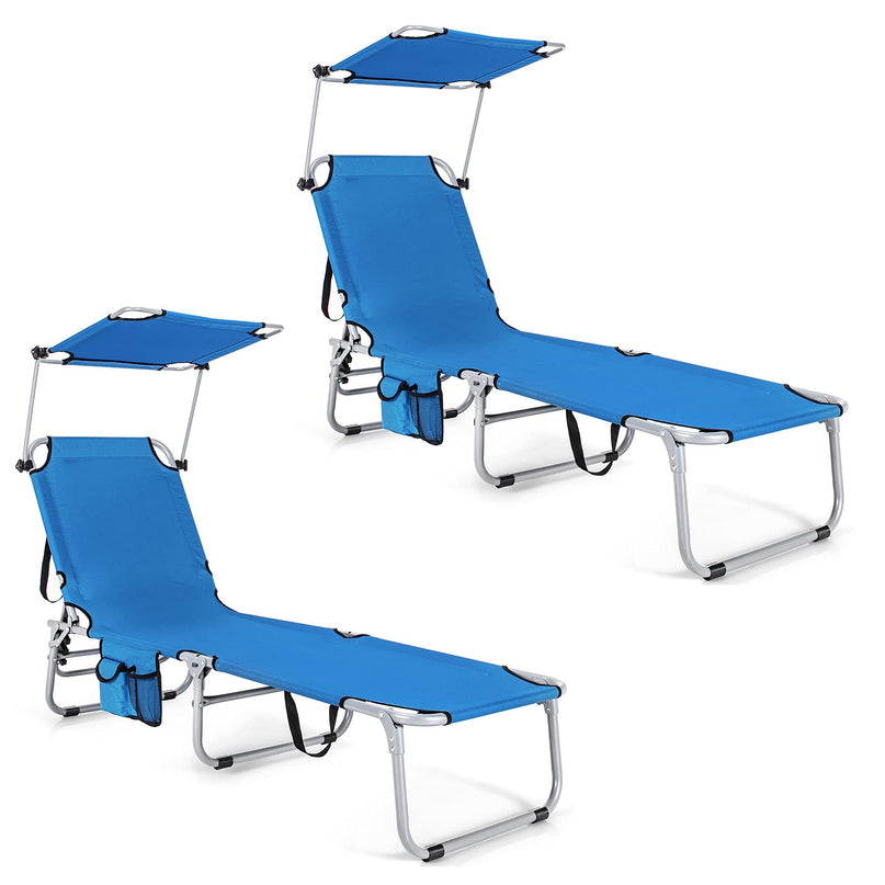 Giantex Portable Reclining Chair with 5 Adjustable Positions, Set of 2