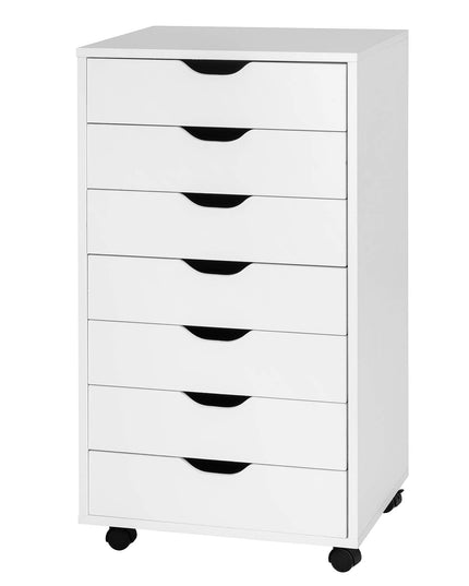 Giantex Drawers Cabinet Mobile Lateral Filing Organizer with 7 Drawers and Wheels Mobile Side Cabinet Chest