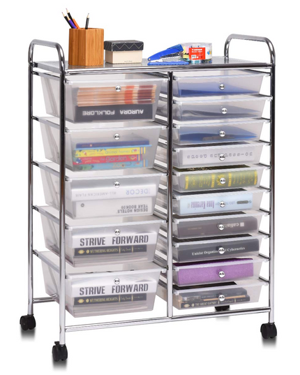 15-Drawer Organizer Cart Office School Rolling Storage Cart - Giantex