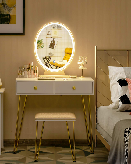 CHARMAID | Vanity Set with Lighted Mirror - Giantexus