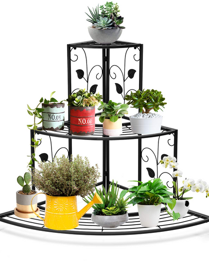 3 Tiers Corner Shelf Metal Plant Stand - Giantex