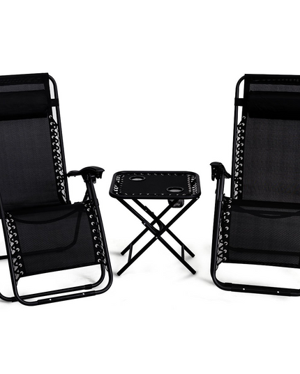 Giantex 3 PCS Zero Gravity Chair Patio Chaise Lounge Chairs, Beige