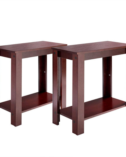 Giantex Chairside Table Nightstand W/Shelf Telephone Table Coffee Bedside Sofa Table