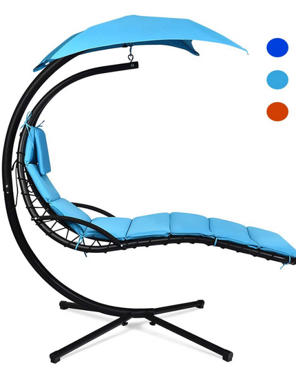 Hanging Chaise Lounger Chair, Arc Stand Porch Swing Chair - Giantex
