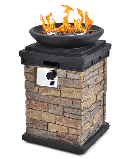 Propane Firebowl Column, 40,000 BTU Outdoor Gas Fire Pit