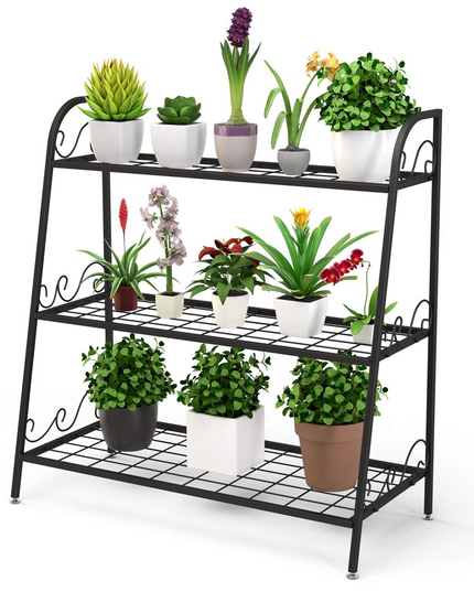 Giantex 3 Tier Metal Plant Stand, Indoor Outdoor Plant Shelf