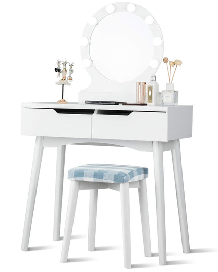 Vanity Table Set with 8 Light Bulbs and Touch Switch